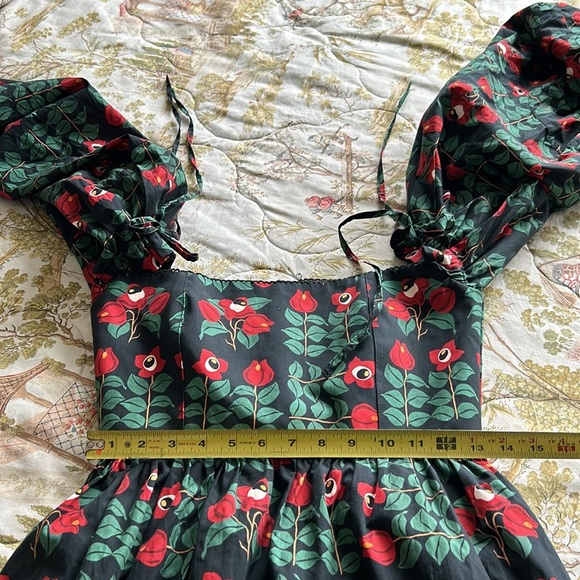 Agua by Agua Bendita Alheli Maxi dress Size XS Red Green Off Shoulder - Picture 16 of 16